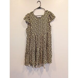 American Eagle‎ Daisy Floral Black Mini Dress Ruffle Sleeve M boho cottagecore